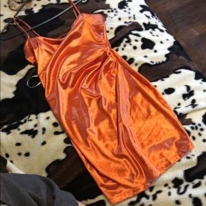 Orange silk hoco dress with tags